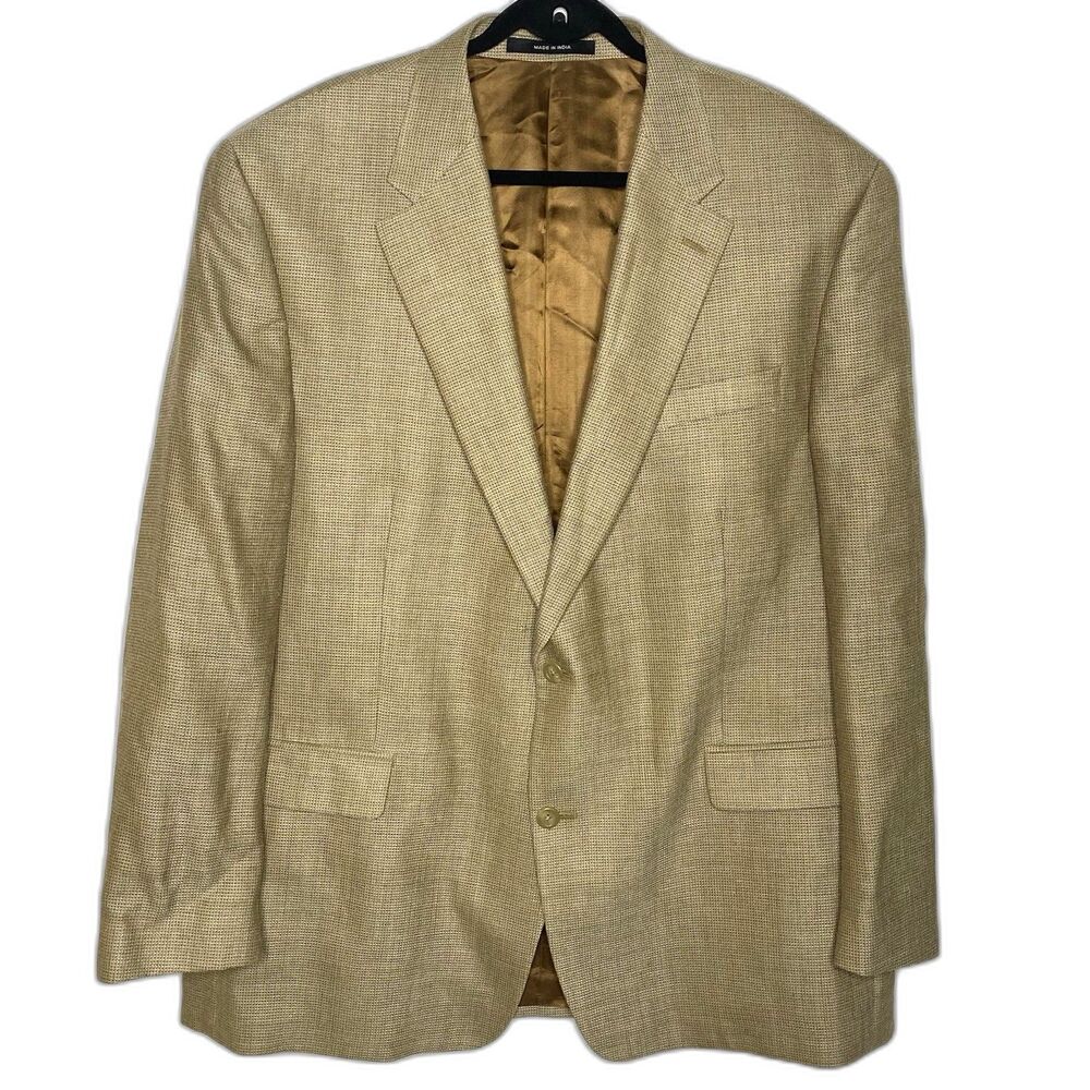 RALPH by RALPH LAUREN Silk Wool Tweed 2-Button Blazer Jacket Sport Men 50L Beige